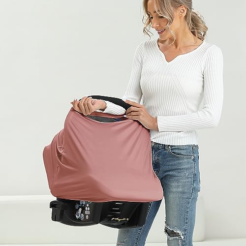 MeetJoy Breathable Car Seat Cover for Babies – Multi-Purpose Soft Rayon Nursing Cover for Breastfeeding, High Stretchy Infant Carseat Canopy, Stroller Cover (Smooth Rayon, Blush) - Image 2