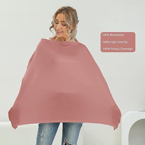 MeetJoy Breathable Car Seat Cover for Babies – Multi-Purpose Soft Rayon Nursing Cover for Breastfeeding, High Stretchy Infant Carseat Canopy, Stroller Cover (Smooth Rayon, Blush) - Image 3