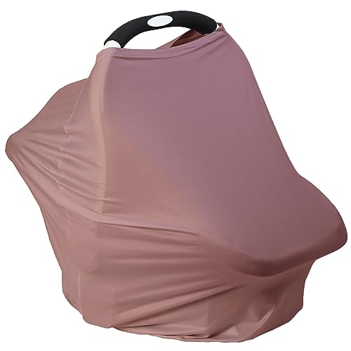 MeetJoy Breathable Car Seat Cover for Babies – Multi-Purpose Soft Rayon Nursing Cover for Breastfeeding, High Stretchy Infant Carseat Canopy, Stroller Cover (Smooth Rayon, Blush) - Image 1