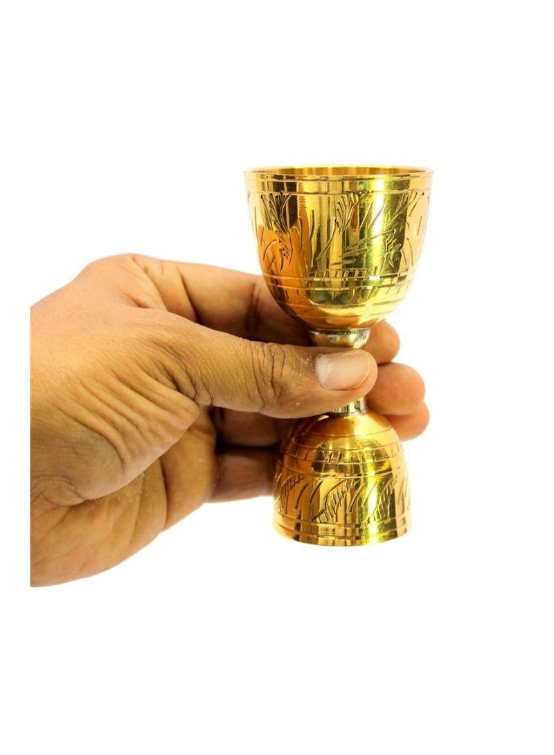 eSplanade Brass Liquor Peg Measuring Glass Jigger Bar Tool - Double Sided - 30 and 60 ml - Golden Engraved - Image 5