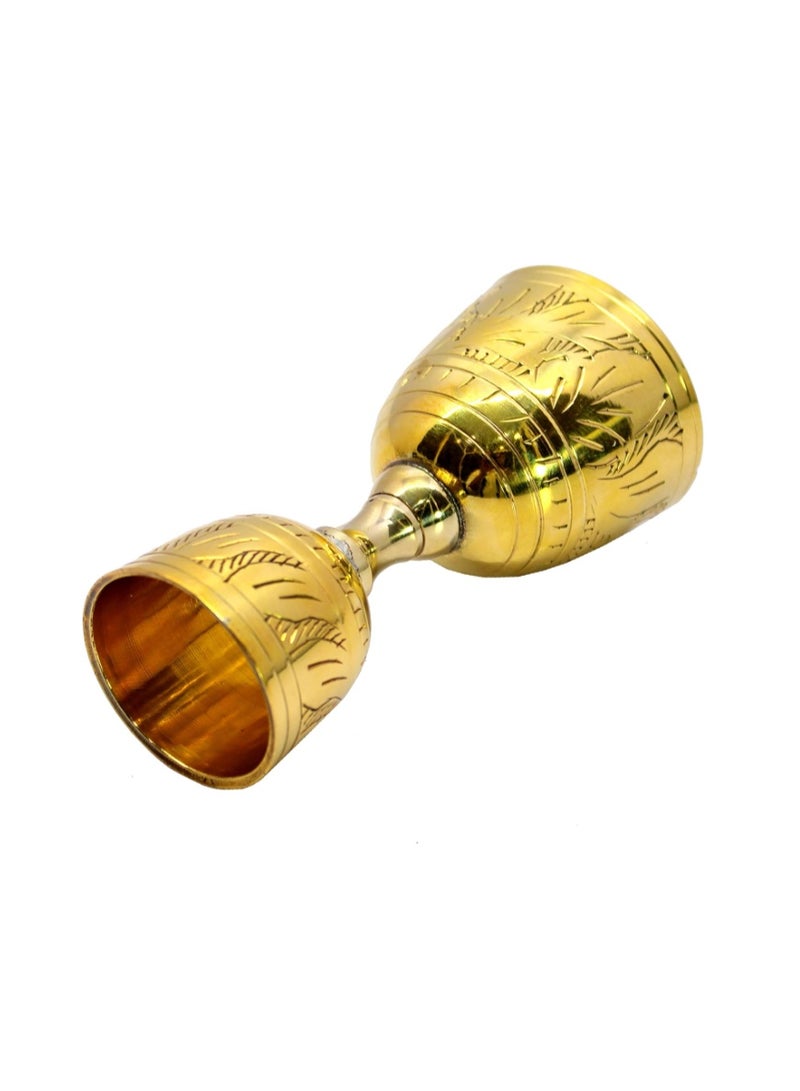 eSplanade Brass Liquor Peg Measuring Glass Jigger Bar Tool - Double Sided - 30 and 60 ml - Golden Engraved - Image 3