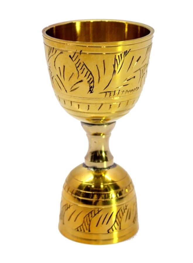 eSplanade Brass Liquor Peg Measuring Glass Jigger Bar Tool - Double Sided - 30 and 60 ml - Golden Engraved - Image 2