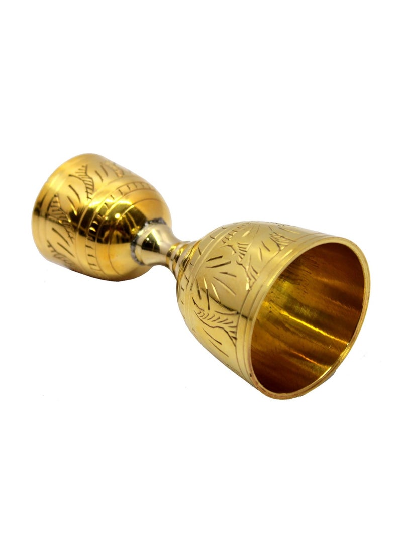 eSplanade Brass Liquor Peg Measuring Glass Jigger Bar Tool - Double Sided - 30 and 60 ml - Golden Engraved - Image 4