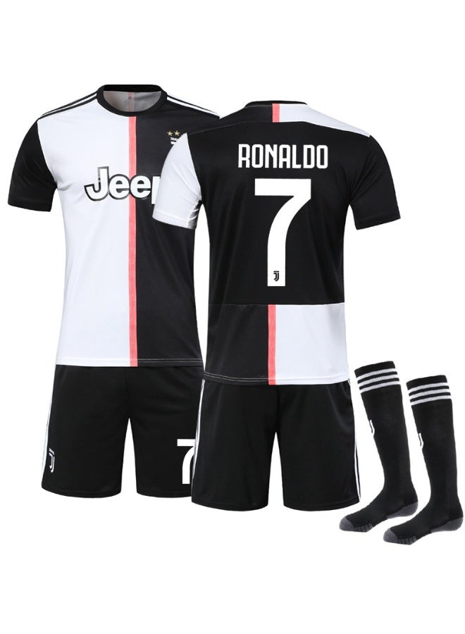 Juventus 2019-2020 Juventus home jersey retro No. 7 Ronaldo football jersey shorts socks set children's size and adult size, a gift for fans and friends - Image 1