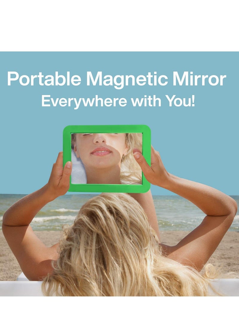2 - Pack Magnetic Locker Mirror - Locker Mirror - 5" x 7"- for School Locker, Bathroom, Household Refrigerator, Locker Accessory, Workshop Toolbox, Office Cabinet or More (Green - Blue) - Image 4