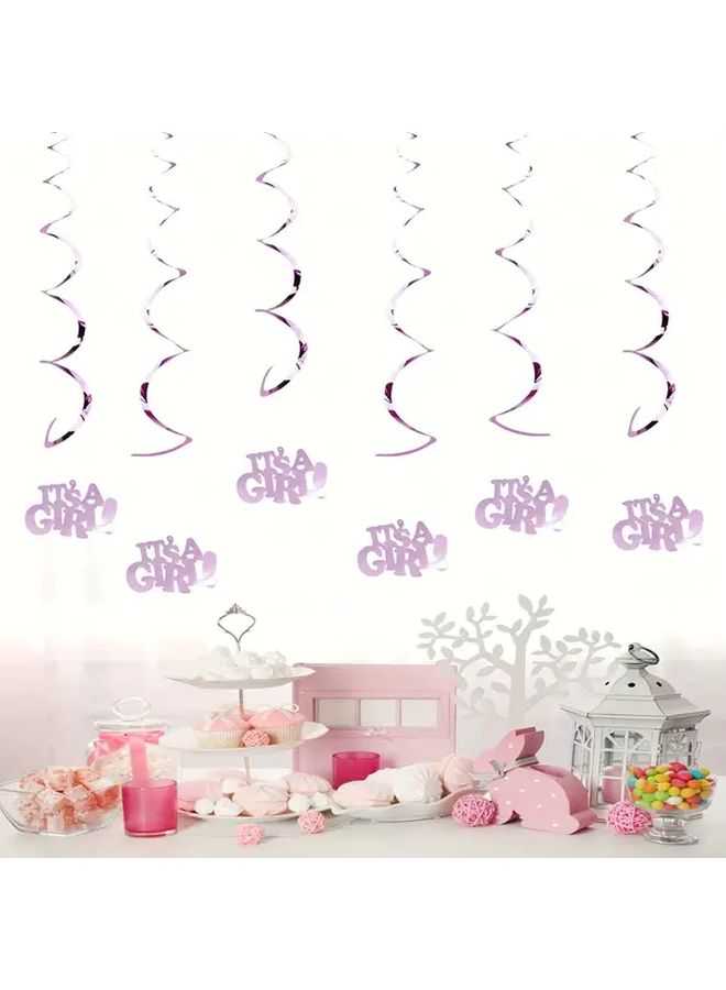 Pink Gender Reveal Spiral Ribbon Garland with It S A Banners Plastic Shower Party Decorations - Image 4