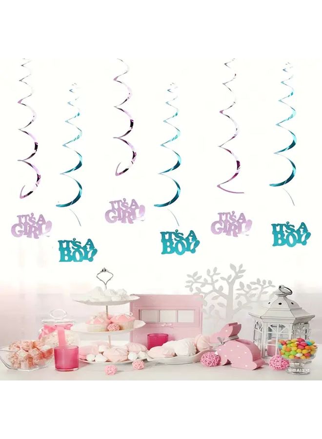 Pink Gender Reveal Spiral Ribbon Garland with It S A Banners Plastic Shower Party Decorations - Image 1