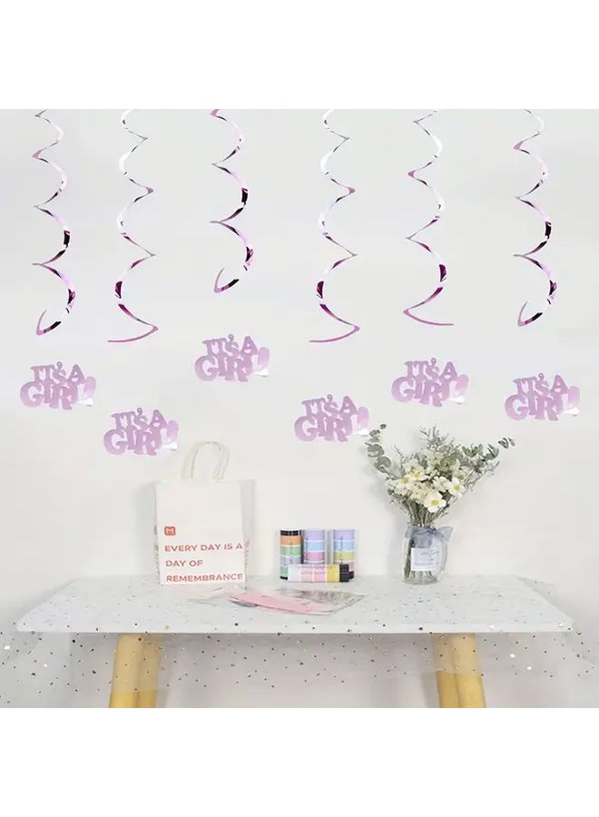 Pink Gender Reveal Spiral Ribbon Garland with It S A Banners Plastic Shower Party Decorations - Image 2