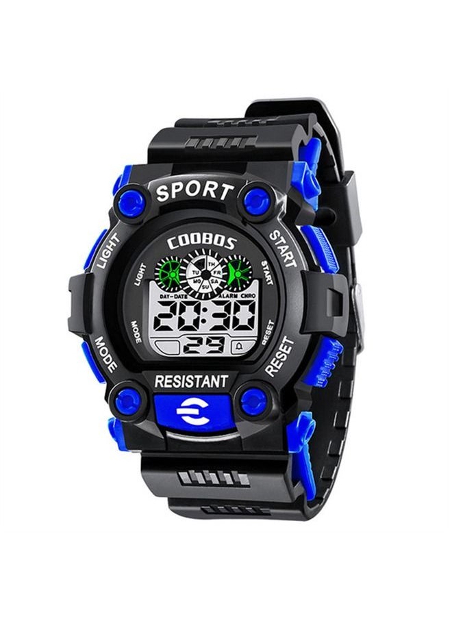Coobos Kids Water Resistant Rubber Digital Watch Black/Blue  - Image 1