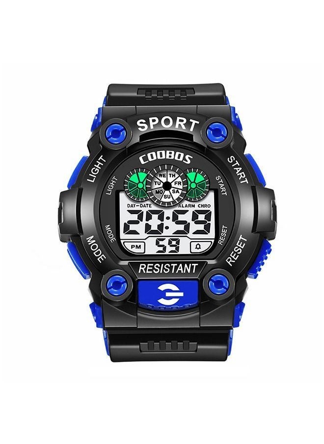 Coobos Kids Water Resistant Rubber Digital Watch Black/Blue  - Image 2
