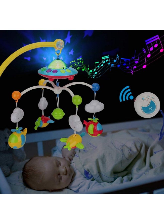 Elf Lab Baby Musical Crib Mobile with Hanging Rotating Toys, Remote Control, Lights Projector Function Music Box, Cartoon Rattles for Babies Boy Girl 0-24 Months, Newborn Sleep with 108 Melodies (Plane) - Image 1