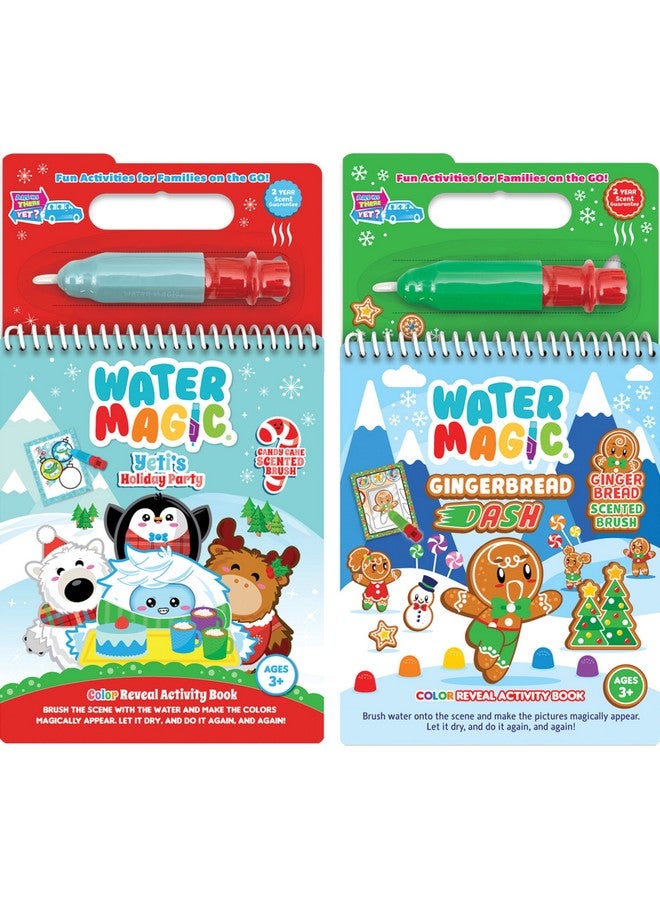 Scentco Holiday Water Magic (2 Pack - Candy Cane & Gingerbread) - Patented Gourmet Scented Reusable Water Reveal Activity Books - Stocking Stuffers, for Kids, No Mess, All Fun - Image 1