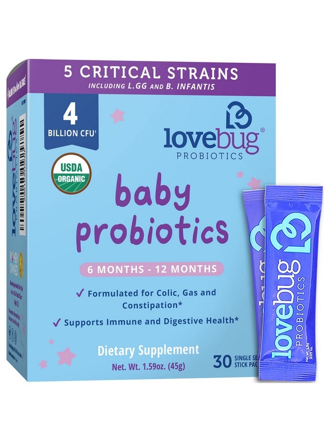 LoveBug Probiotics منتج بروبيوتيك عضوي من إنتاج Lovebug حائز على جائزة وزارة الزراعة الأمريكية للأطفال؛ متعدد السلالات 4 مليار وحدة تشكيل مستعمرة؛ مسحوق سهل الاستخدام؛ خالٍ من السكر؛ مناسب للأعمار من 6 إلى 12 شهرًا؛ 30 عبوة - Image 2