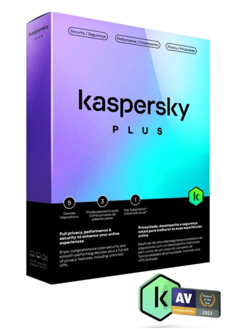 برنامج Kasperky Plus Internet Security لـ 5 أجهزة - 3 خزائن كلمات مرور خاصة - سنة واحدة