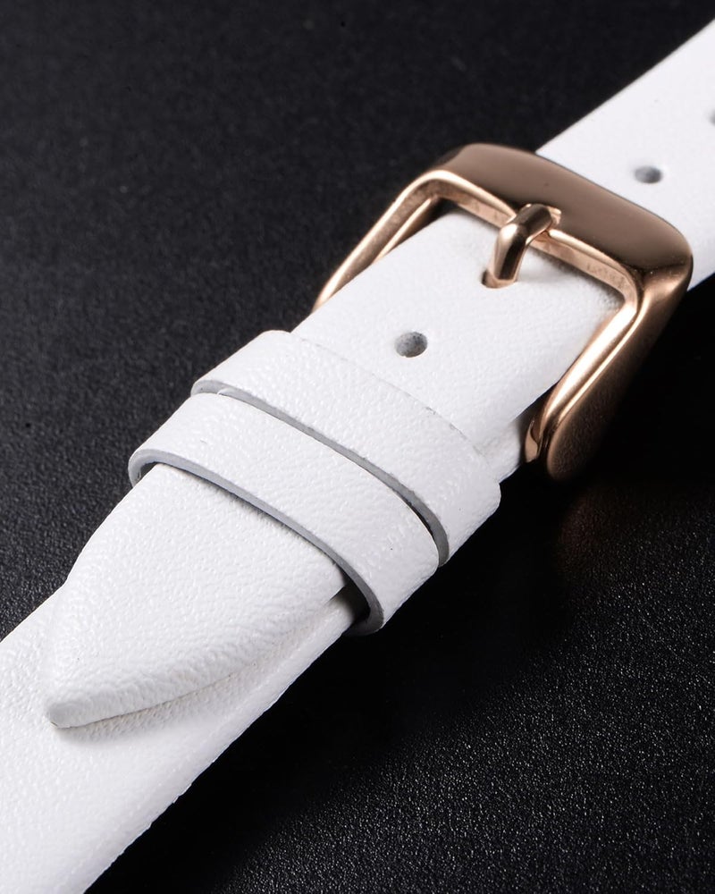 QUARKZMAN Leather Watch Strap Watch Leather Strap Watch Straps Flat Thin Elegant Leather Watch Strap Buckle for Smartwatch Men Women Men Women - Image 4