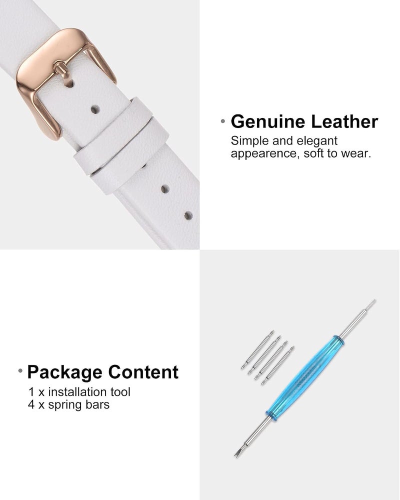 QUARKZMAN Leather Watch Strap Watch Leather Strap Watch Straps Flat Thin Elegant Leather Watch Strap Buckle for Smartwatch Men Women Men Women - Image 3