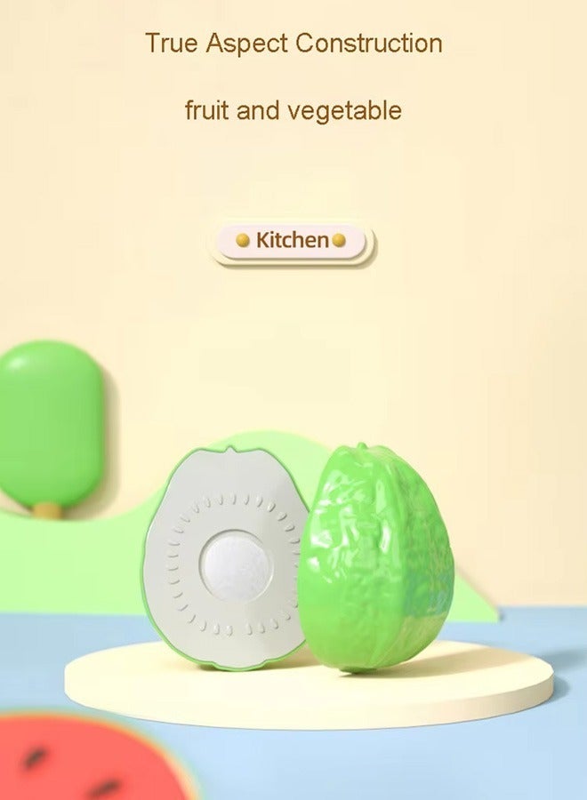 HQ-GAMING 17PCS Fruit Toy Set, Cutting Play Food Toys for Kids, Pretend Play Kitchen Accessories, Pretend Fruit with Shopping Storage Basket, Plastic Board, Mini Dishes and Knife, Educational Toy for Toddler - Image 5
