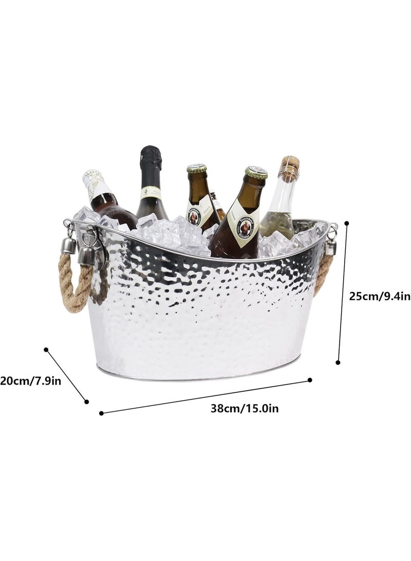 GOGOGO 9L Stainless Steel Beverage Tub,Large Ice Bucket with Handles,Champagne Bucket Beverage Tub for Parties - Image 4