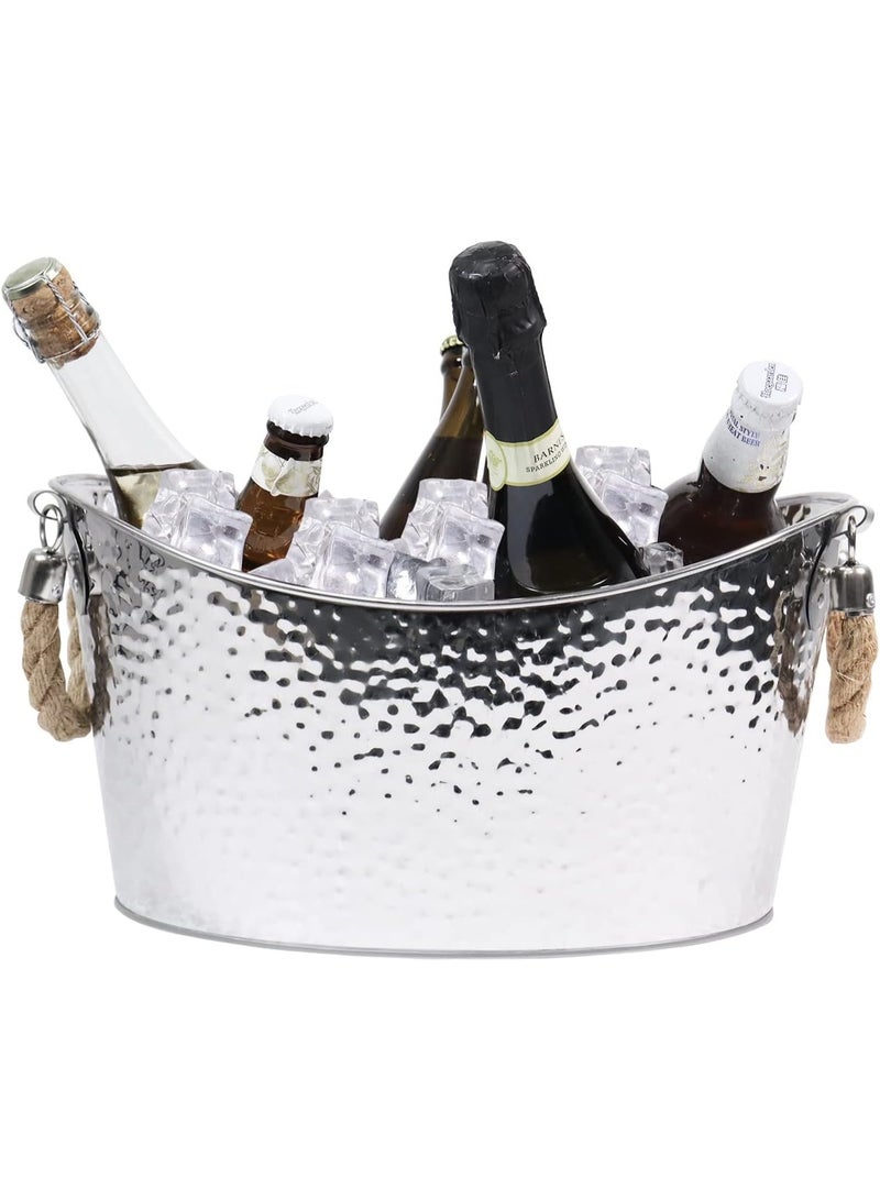 GOGOGO 9L Stainless Steel Beverage Tub,Large Ice Bucket with Handles,Champagne Bucket Beverage Tub for Parties - Image 1