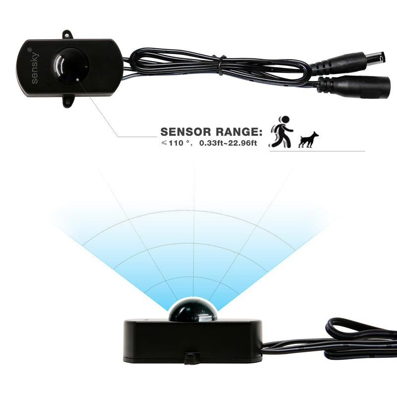 SENSKY BS010H DC 12V to 30V 3A Mini Pir Motion Sensor Switch,Occupancy Sensor Switch for Kitchen Cabinet, Pantry, Closet led Lighting (Delay Time, Sensor Distance, Adjustable) - Image 4