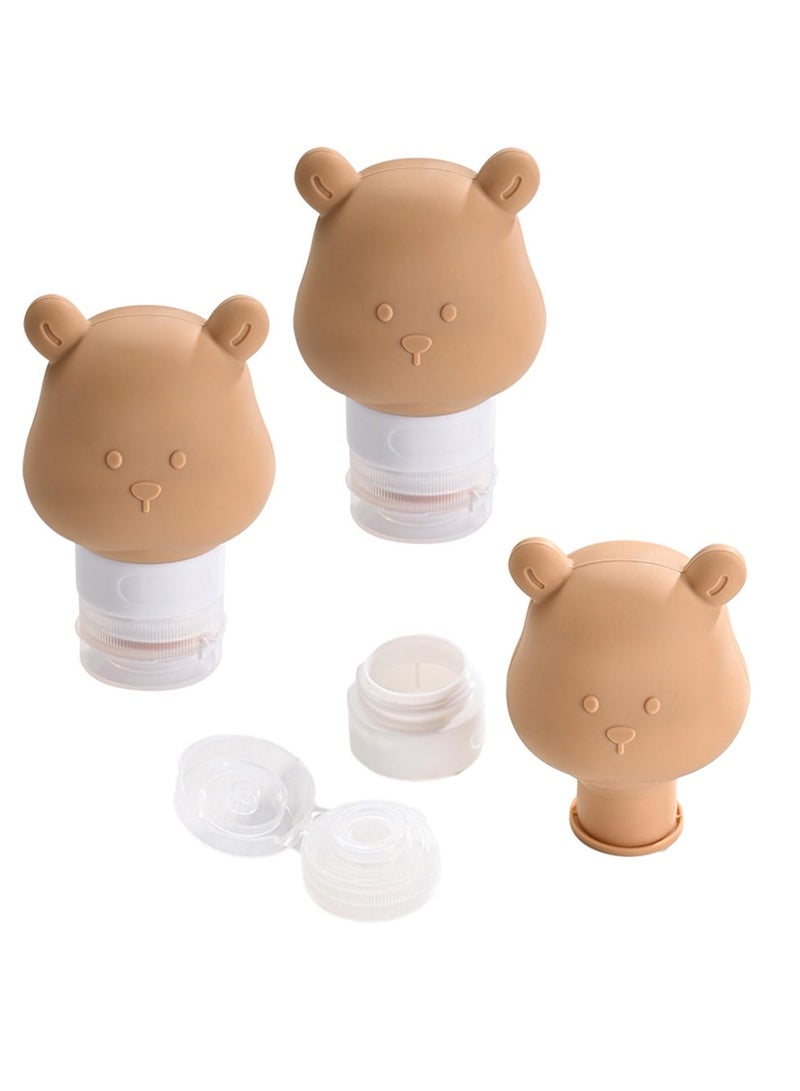 Excefore Travel Size Toiletries, 3 Pack 80ml Cute Bear Silicone Travel Bottles,  Leak Proof Travel Size Containers, Refillable Travel Toiletry Bottles, Travel Size Bottles for Shampoo and Lotion - Image 1