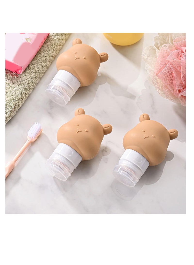 Excefore Travel Size Toiletries, 3 Pack 80ml Cute Bear Silicone Travel Bottles,  Leak Proof Travel Size Containers, Refillable Travel Toiletry Bottles, Travel Size Bottles for Shampoo and Lotion - Image 3
