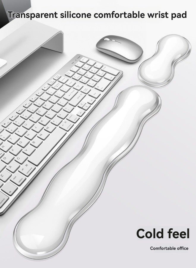 M MIAOYAN Keyboard + Mouse Hand Rest Office Wrist Pad Silicone Cool Transparent Wrist Rest  - Image 1