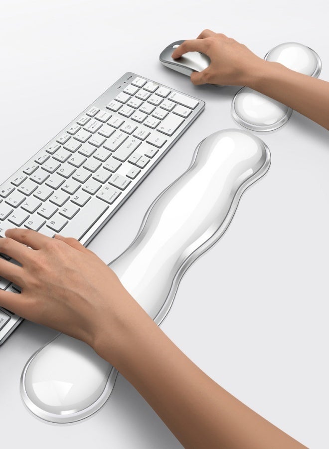 M MIAOYAN Keyboard + Mouse Hand Rest Office Wrist Pad Silicone Cool Transparent Wrist Rest  - Image 3