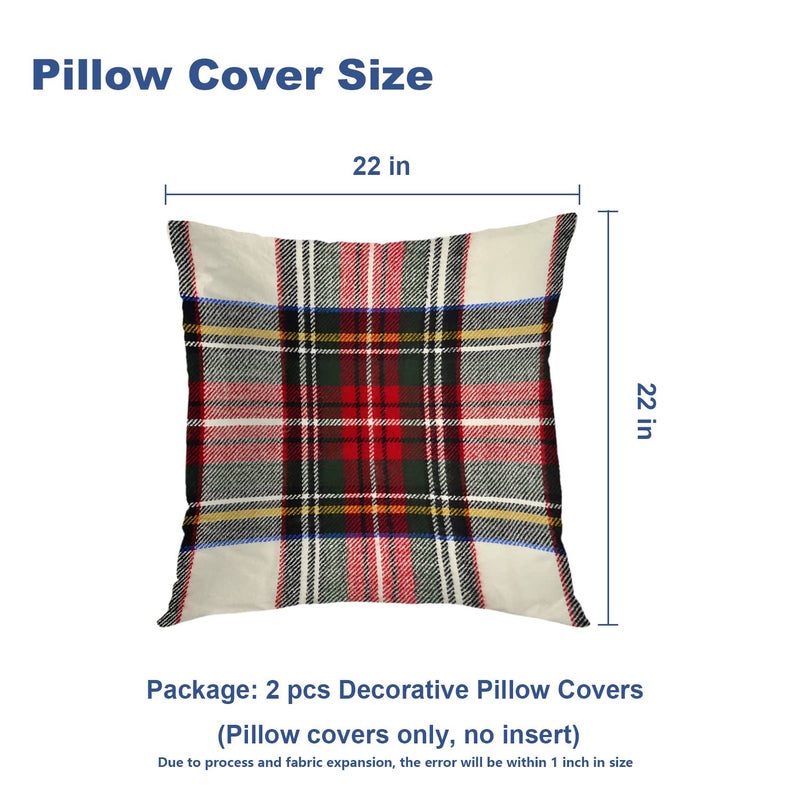 Batmerry Red White Plaid Decorative Pillow Covers  22 x 22 Inch Colorful Scottish Tartan Plaid Double Sided Throw Pillow Covers Sofa Cushion Cover Square 22 Inches(Set of 2) - Image 5