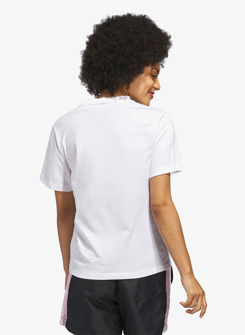 Adidas Textured Gingham Big Logo Graphic T-Shirt