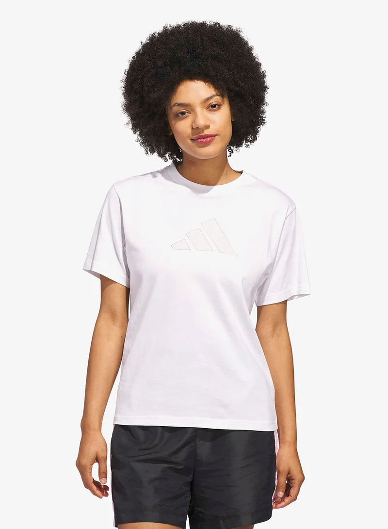 Adidas Textured Gingham Big Logo Graphic T-Shirt
