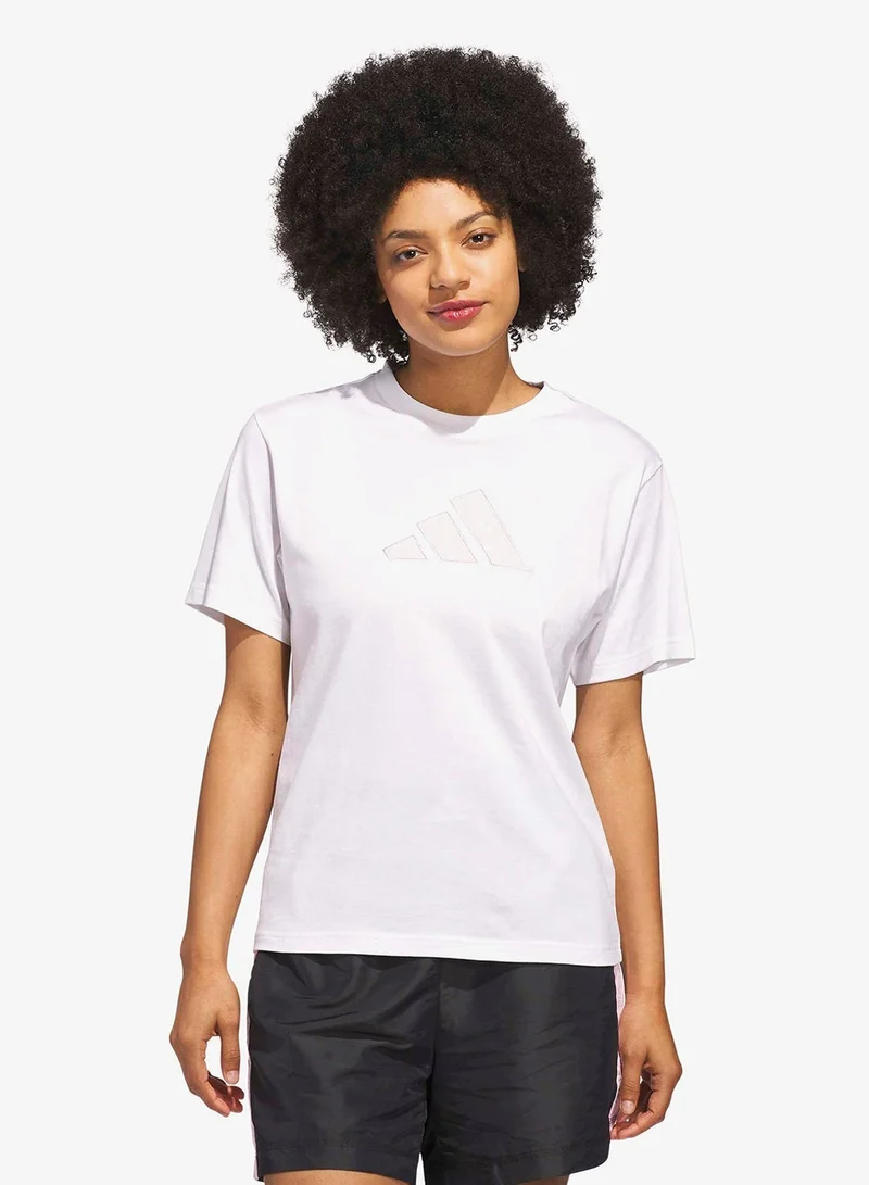 Adidas Textured Gingham Big Logo Graphic T-Shirt