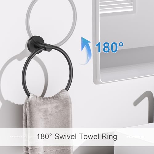 soaez Matte Black Bathroom Hardware Set, 5 Pieces Black Towel Bar Bathroom Accessories Set, Upgraded Toilet Paper Holder with Shelf, 23.6 Inch Towel Rack Towel Holder for Bathroom Wall - Image 4