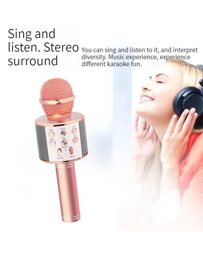 New WS858 Karaoke Wireless Bluetooth Microphone Home Singing Microphone Handheld KTV Audio Microphone (rose gold)  - Image 2
