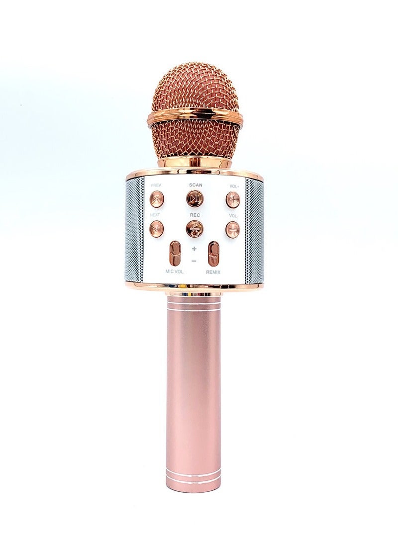 New WS858 Karaoke Wireless Bluetooth Microphone Home Singing Microphone Handheld KTV Audio Microphone (rose gold)  - Image 1