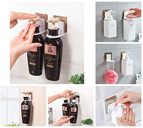 SAJANI Sajani Plastic Bottle Storage Holder Shower Gel Bottle Rack Hook Hand soap Bottle Shelf Bathroom KitchenWall Hanging Self Adhesive Hook Holder Sticker Pack of 2 - Image 5