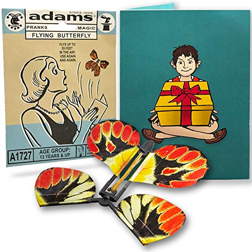 MAGIC MAKERS Adams Pranks and Magic Flying Butterfly Card Prank Complete With Greeting Card Ready To Load - Image 1