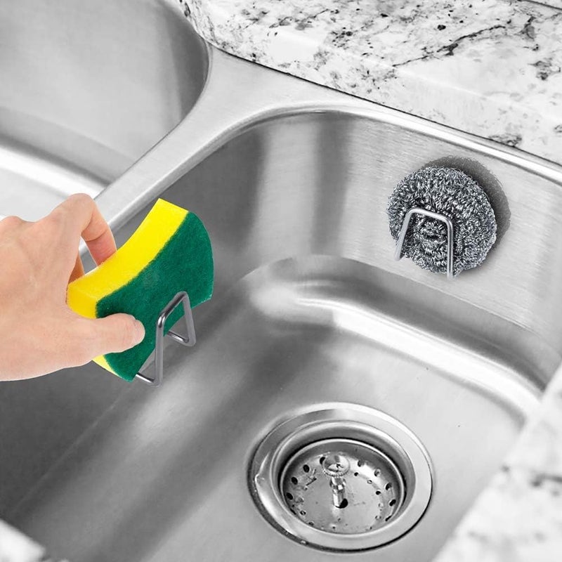 STANBONN Stainless Steel Self Adhesive Sponge Holder for Kitchen Sink Waterproof Sticky Hook Stainless Steel Scrubber Hanger Caddy Storage Sink Drain Rack Stand for Dishcloth Wool Towel Wall Mount 4 - Image 2