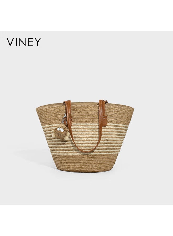 Viney Tote Bag For Women, Large Capacity Luxury Handbag With Woven Grass Design, Birthday Gift With High-end Feel For Girlfriend Or Wife - Image 1