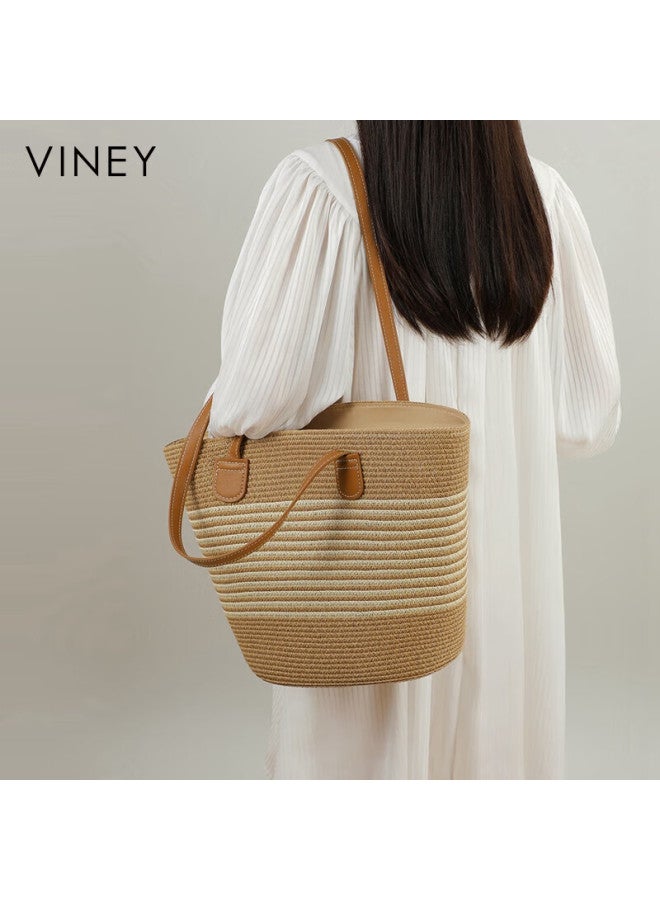 Viney Tote Bag For Women, Large Capacity Luxury Handbag With Woven Grass Design, Birthday Gift With High-end Feel For Girlfriend Or Wife - Image 2
