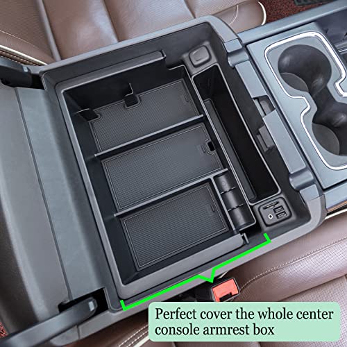 JKCOVER Compatible with Chevy Silverado/GMC Sierra 2014-2018 and Chevy Tahoe Suburban/GMC Yukon 2015-2020 Center Console Organizer Tray Accessories-Full Console w/Bucket Seats ONLY - (Black Trim) - Image 5