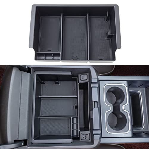 JKCOVER Compatible with Chevy Silverado/GMC Sierra 2014-2018 and Chevy Tahoe Suburban/GMC Yukon 2015-2020 Center Console Organizer Tray Accessories-Full Console w/Bucket Seats ONLY - (Black Trim) - Image 1