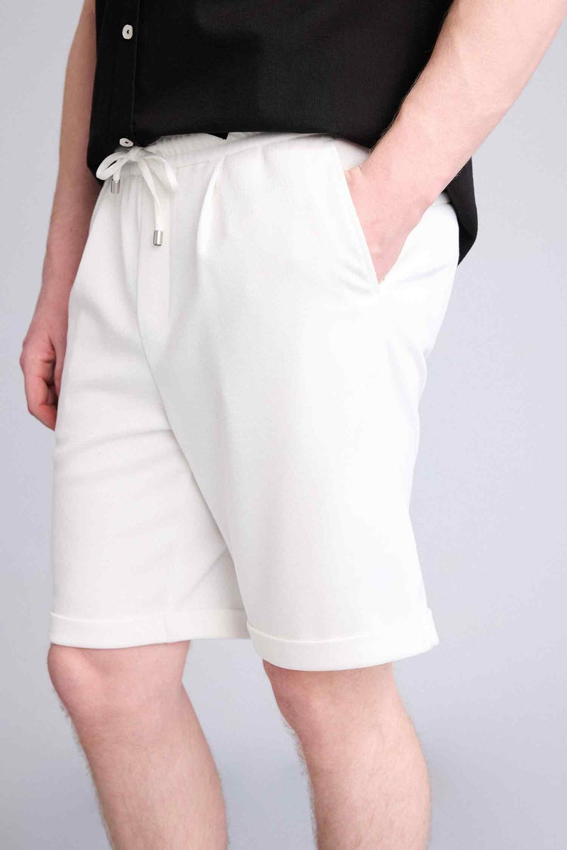 DeFacto White Man Pique Bermuda Shorts Casual - Image 4