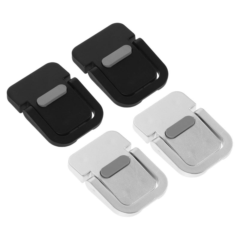 Portable Metal Laptop Stand Riser Cooling Holder 2 Pairs Silver Black - Image 2
