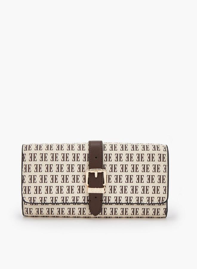 ELLE Monogram Print Wallet With Snap Button Closure - Image 1