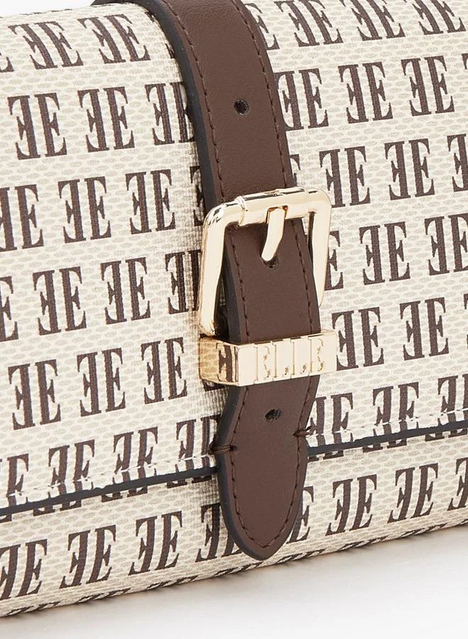 Elle BROWN Monogram Print Wallet With Snap Button Closure for Women | Best Price UAE