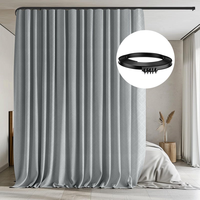 MaKefeile Room Divider Curtain with Flexible Ceiling Track Set Total Blackout Ceiling Curtains and Track Sliding Door Curtains Extra Wide Curtains Portable Curtain.(Light Grey W100 x H84 1 Panel) - Image 1