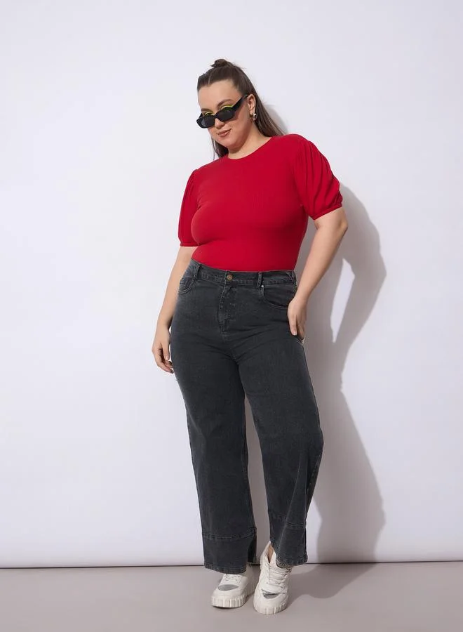 SASSAFRAS Sassafras Plus Size Black Straight Leg Jeans