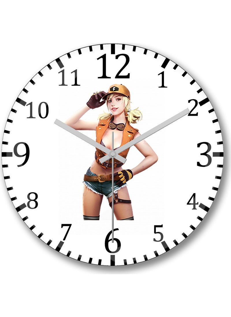 Baskı Dükkanı Print Shop Free Fire Wall Clock Curved Real Glass  - Image 1