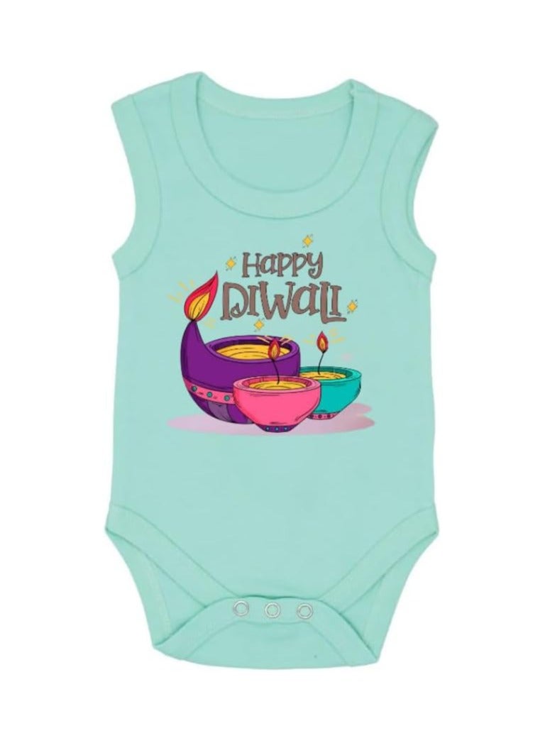 PRINTSHOP4ME Diwali Baby Romper For Celebration–Soft Cotton Sleeveless Bodysuits For Newborns,Infants And Toddlers–Unisex Baby Onesies For Boys And Girls - Image 1